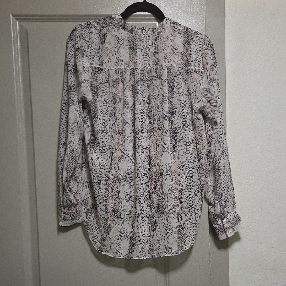 INC International Concepts Snakeskin Print Blouse - Black and White - Picture 2 of 3